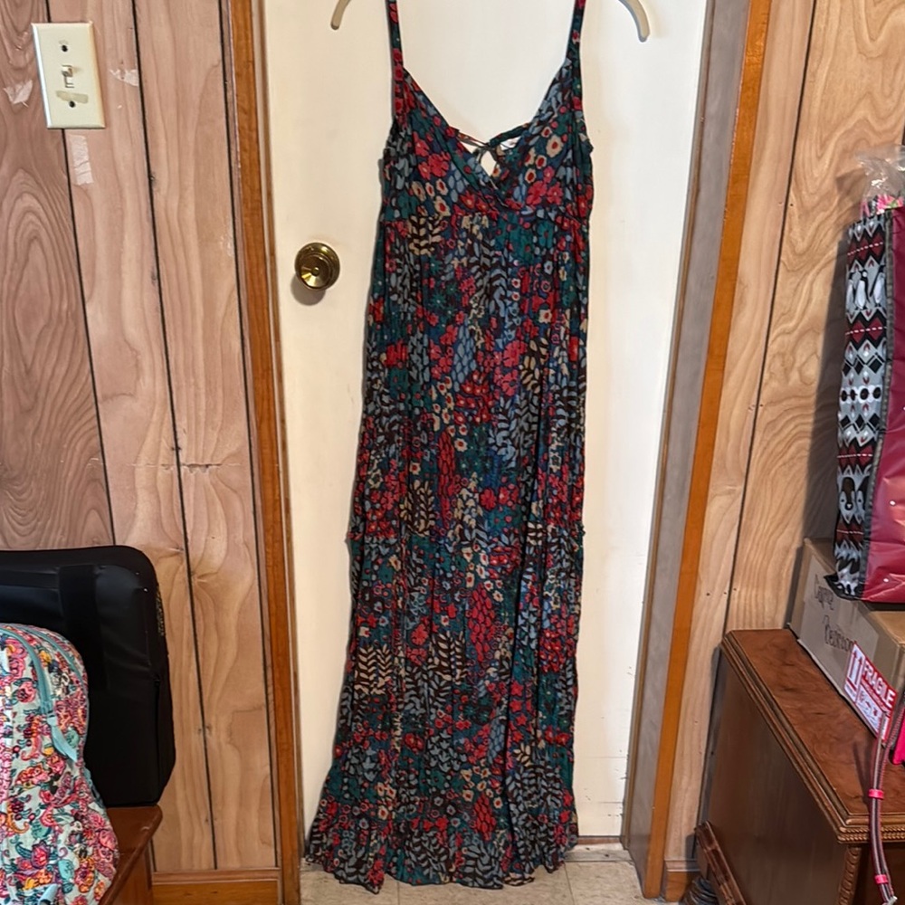 Red and Pink Sleeveless Spaghetti Strap Sundress